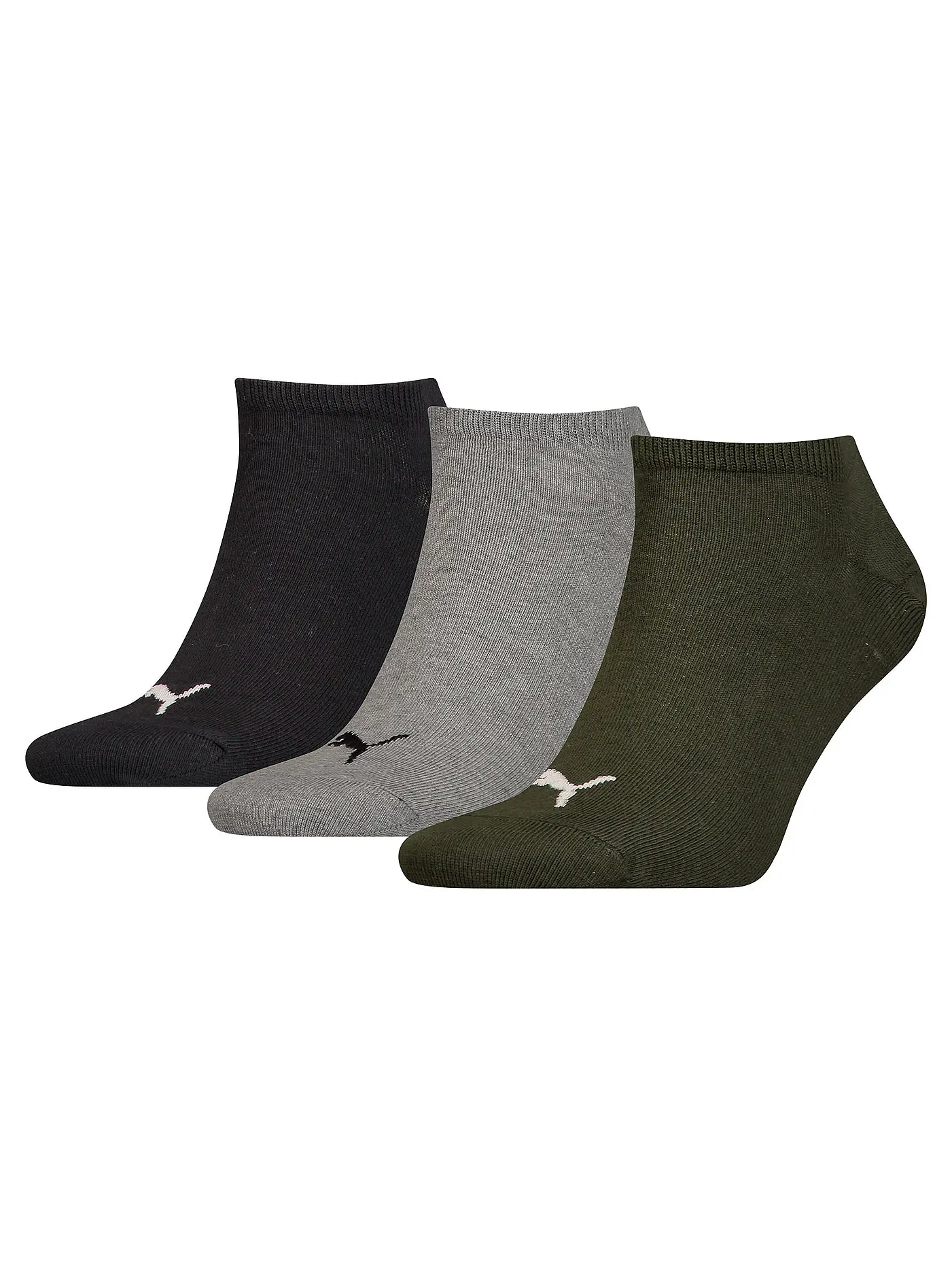 PUMA | Sneakersocken 3-er Pkg.  "Invisible" anthra grey mel | olive
